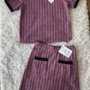 Pink and black woven Zara skirt
